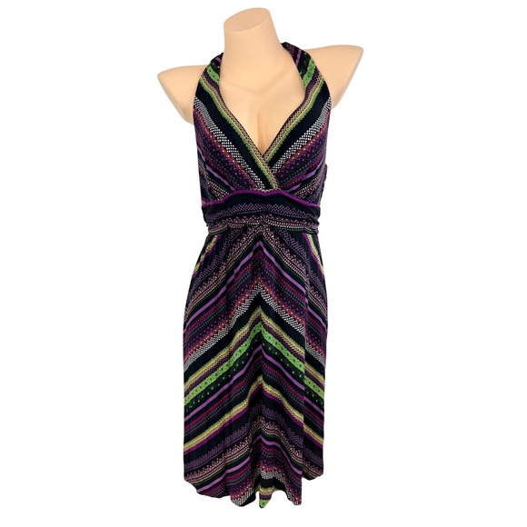 Soma Dresses & Skirts - NWT Soma Halter Dress Sz M Purple Green Geometric Print Sleeveless Midi Boho NEW